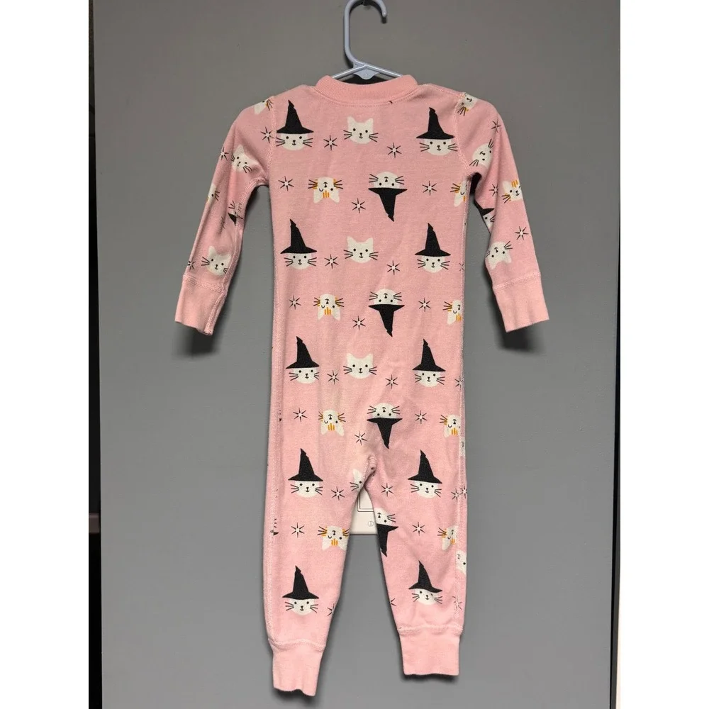 Hanna Andersson Pink Witch Cat Halloween Organic Cotton Sleeper Pajamas 2T 85cm